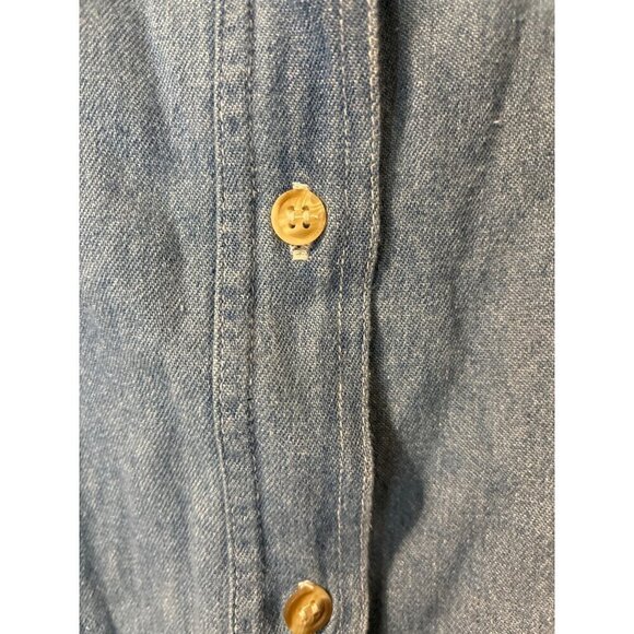 Vintage 80s Clodia Dee WhipStitch Denim Top LRG Long SLV Shoulder Pads Women NWT - Picture 5 of 11